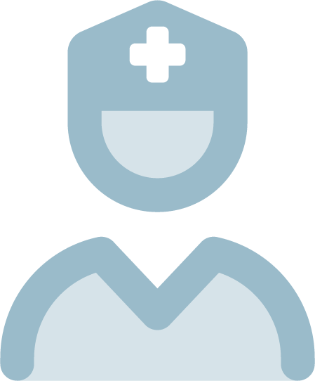 Stylized icon of a healthcare professional or doctor.